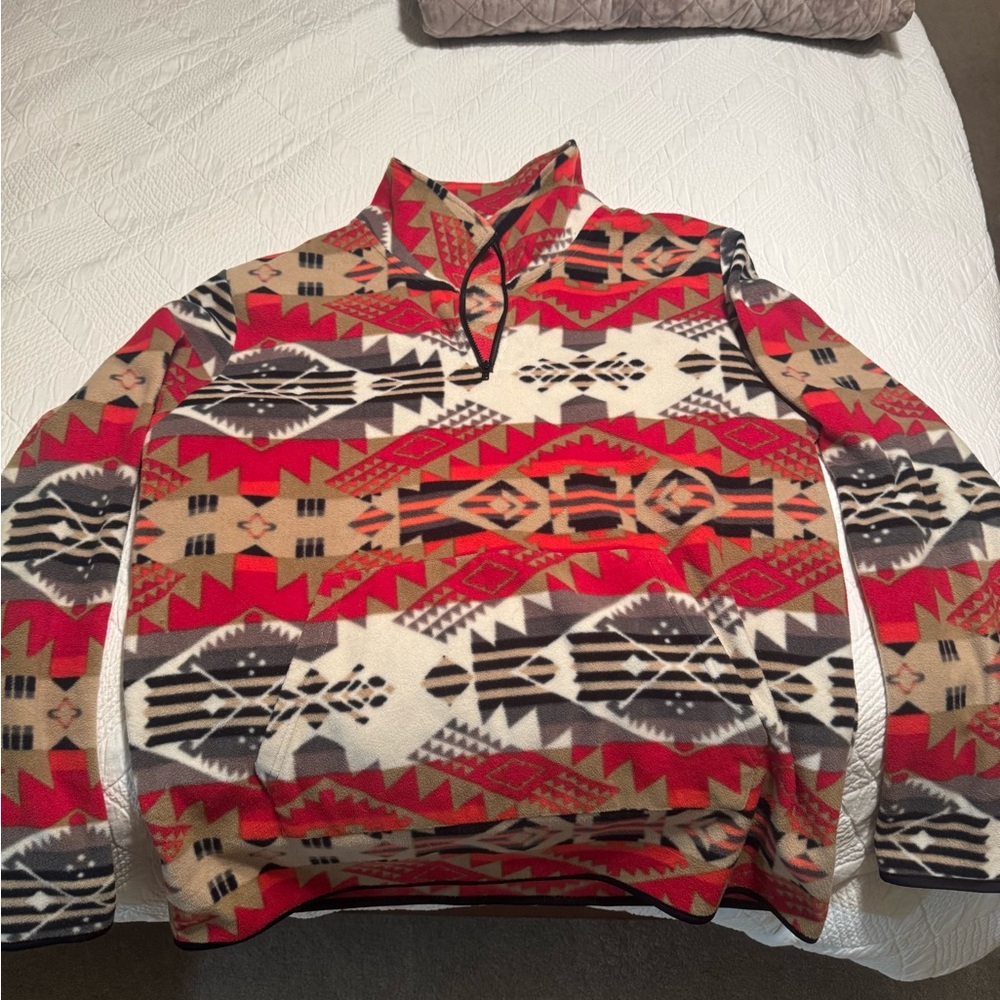 Threads 4 Thought Men's Zip Up Sweater - Red, Black, Tan